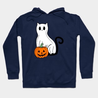 Funny Black Cat Ghost Pumpkin Spooky Vibes Halloween Party Costume Hoodie